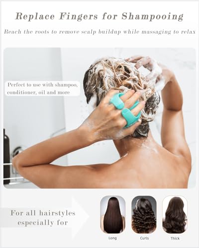 Image of FREATECH Hair Scalp Massager Shampoo Brush with Long & Soft Silicone Bristles for Scalp Care, Gentle Scrub to Exfoliate, Intensive Massage to Relax The Head, Dandruff Removal and Hair Growth, Green
