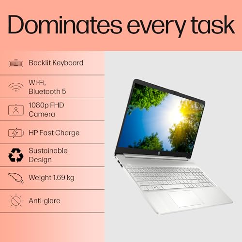 HP 15s, 12th Gen Intel Core i5-1235U, 8GB DDR4, 512GB SSD, (Win11, Office21, Silver, 1.69kg), Anti-glare, Micro-edge,15.6-inch(39.6cm) FHD, Intel... - Image 3