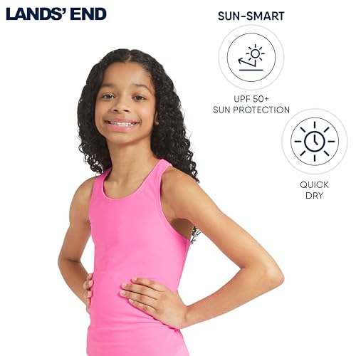 Image of Lands' End Girls' UPF 50+ Swim Bikini Bottom and Racerback Tankini Set