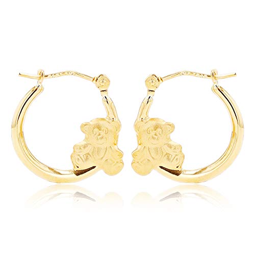 14K Yellow Gold Fancy Hoop Earrings with Hinged Clasp | Cat and Butterfly | Earrings For Sensitive Ears | Yellow Gold Hoops | Solid Gold Earrings For Women2