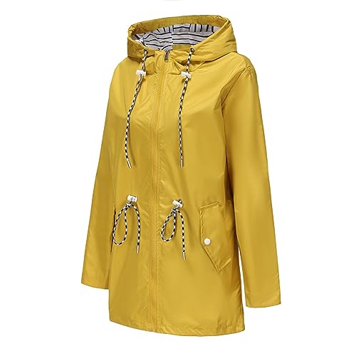 Womens Rain Jackets Waterproof with Hood Long Hooded Trench Coats Lined Windbreaker Travel Jacket4