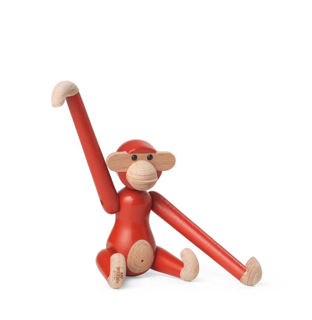 Kay Bojesen Figurine 39360 - Figura de Mono (Haya, Pintada, 9,50 x 10 x 3,50 cm), Color Rojo