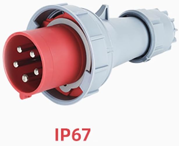 1Set Waterproof Industrial Connector Concealed Set 4Pin 63A 380V-415V 3P+E 6H IP67 IEC60309 Plug Socket Connector Power Connecting Industrial Concealed Socket for Aviation and Industry