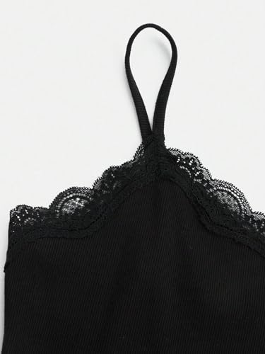 SOLY HUX Girl's Sleeveless Lace Trim Camisoles Spaghetti Strap Ribbed Crop Tank Tops4