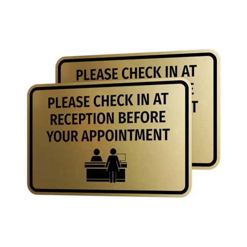 Classic Framed Please Check In At Reception Before Your Appointment Sign (Brushed Gold) - X-Large (2 Pack)