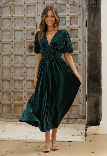 Image of Sissyaki Velvet Maxi Dress Fall Wedding Guest Dress 2026 | Semi Formal to Formal Events, Family Pictures, Holiday Party Dinner Dress