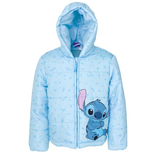 Disney Lilo & Stitch Girls Zip Up Puffer Jacket Toddler to Big Kid Sizes (2T - 14-16)
