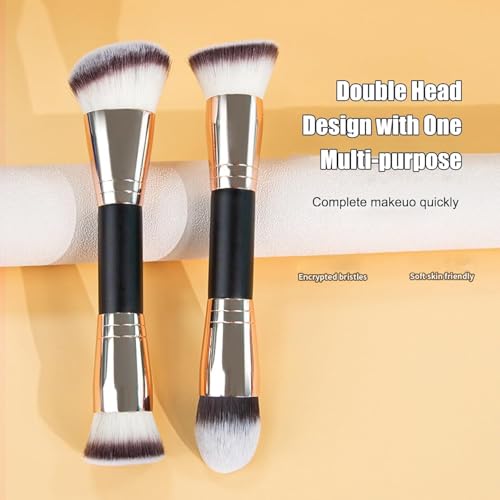 Image of Makeup Brushes Dual-ended Foundation Brush Concealer Brush, 2-in-1 Make Up Brushes Synthetic Kabuki Brush for Concealer Eye Shadow Eyeliner Eyebrow Make Up Brush (Tapered Top /Angled, 1 - Pcs)