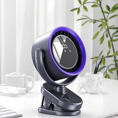 Image of Drumstone (๐๐ฉ๐๐๐ข๐๐ฅ ๐๐ ๐๐๐๐ซ๐ฌ ๐๐๐ซ๐ซ๐๐ง๐ญ๐ฒ 100-Speed Touch Control Rechargeable Clip Fan with Adjustable Rotating Head, Quiet Turbo Air Circulation, Wall-Mount or Desktop Cooling