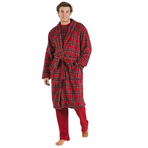 TRAMAS+ Bata para Hombre de Invierno, de Coralina, con Cinturón Ajustable, Ropa cómoda para estar en Casa – XL, Marron