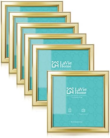 LaVie Home 5x5 Picture Frames (6 Packs, Gold) Simple Designed Photo Frame with High Definition Glass for Wall Mount & Table Top Display, Set of 6 Classic Collection