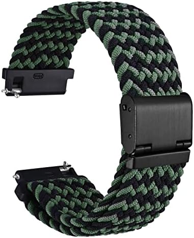 WOCCI 18mm Braided Nylon Watch Band for Men and Women, Quick Release, Black Stainless Steel Buckle (Green Black)