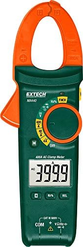 Extech MA440 Clamp Meter with Non-Contact Voltage Detector; 400A AC; 1.2" Jaw Size; Fits up to 500MCM; Relative Mode for Capacitance, Data Hold, Auto Power Off and Low Battery Indicator, green