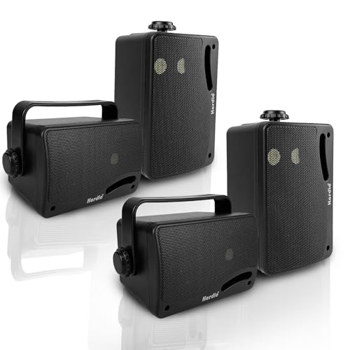 Herdio 3.5 Pulgadas Bluetooth Altavoces para Exteriores de Impermeables, Sistema de Altavoces de Montaje en Pared con Graves potentes de 400 vatios para el hogar, Patio, jardín, Porche, Cubierta