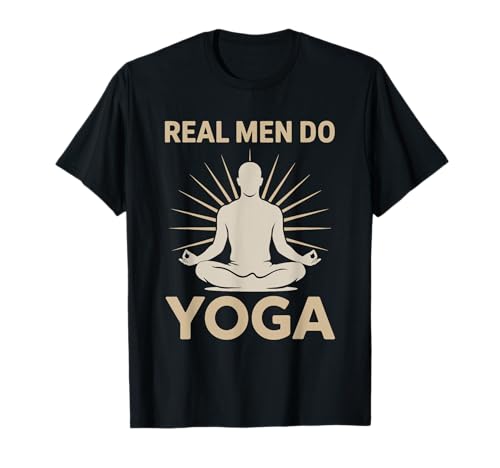 Divertente maglietta da uomo con scritta "Real Men Do Yoga" per yoga e meditazione Maglietta