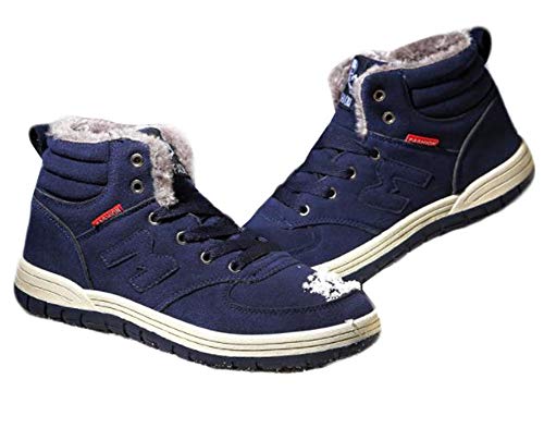 [トーダー] 裏起毛 冬ブーツ メンズ スニーカー ハイカット ショート 無地 レースアップ 防寒 キャンバス 防滑 カジュアル 安全靴 エンジニア ブルー24.5