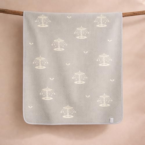 Image of 100% Cotton 6-Layer Muslin Baby Blanket | Super Soft, Breathable & All Seasons Multipurpose Blanket for Babies (Caraousel - Grey)