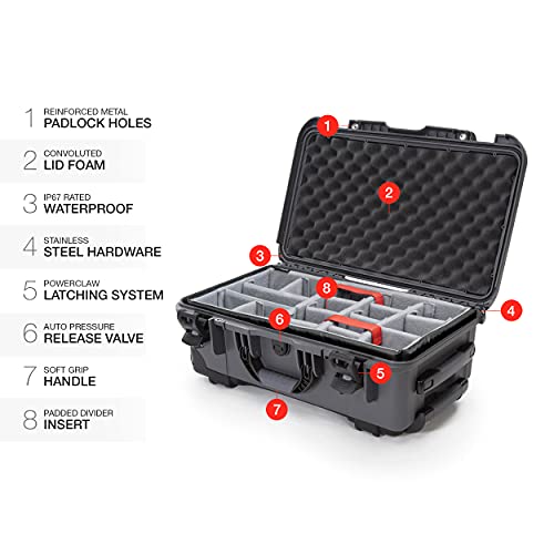 Nanuk 935 Waterproof Carry-On Hard Case With Wheels And Padded Divider - Graphite #TOP5