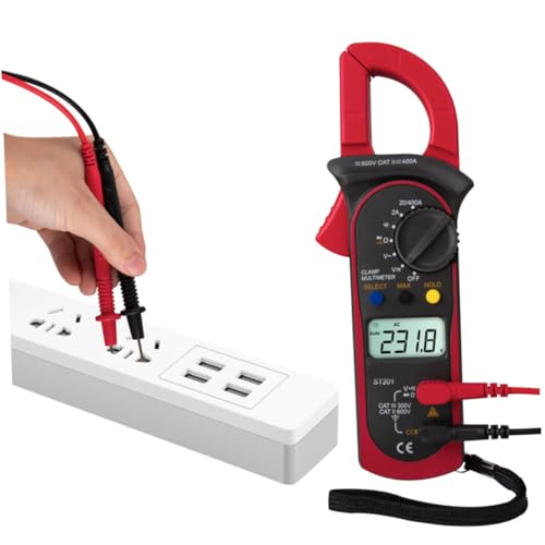 Multímetro Pinza Digital ELAYARD Modelo K44YWHVGS0221QE7457T con Medidor de Ohmios, Medición DC y AC, Rango Automático, Voltímetro y Amperímetro, Precisión Alta, Tester de Resistencia y Continuidad, Portátil Rojo miniatura 6