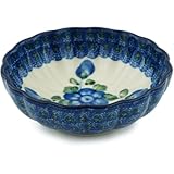 Polish Pottery Bowl 5-inch Blue Poppies made by Ceramika Artystyczna