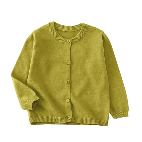 Girls Cardigan Sweaters Basic Plain Long Sleeve Knit Tops Outwear Button Lightweight Crewneck Sweater Clothes