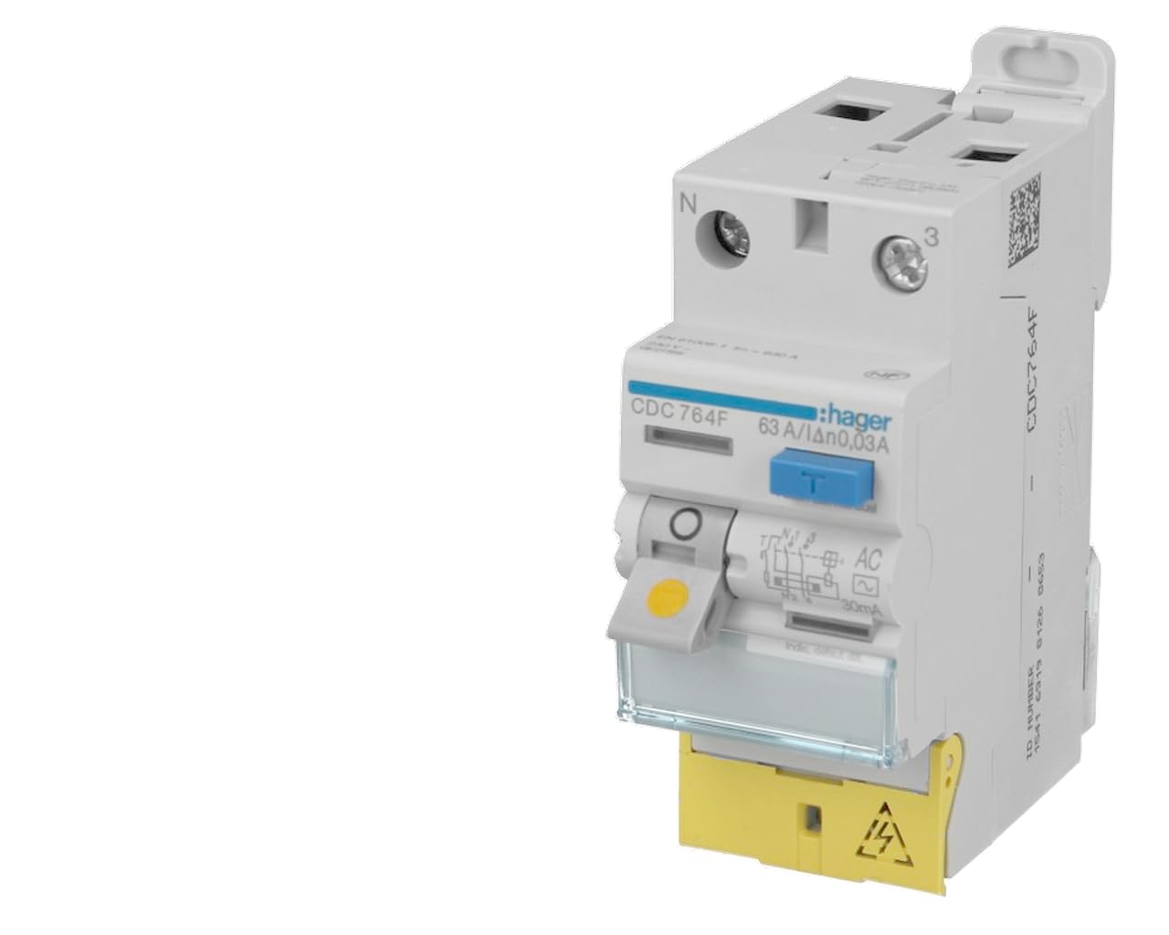 interrupteur différentiel hager - 40a - 30 ma - 2 pôles - type ac - vis / vis - bd