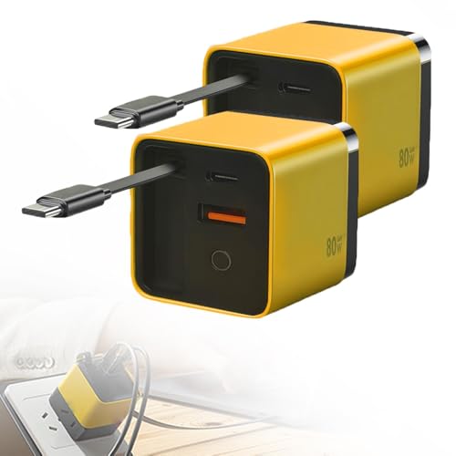 3 in 1 GaN�[�d�� 2026�N �X�P�[���u�� 80W �ő僂�W���[�� Type-C�P�[�u����2��USB�|�[�g�t�� �i�[�������[�d�P�[�u�� �g�ѓd�b�ƃC���z���p ����s�ɕs�� (�C�G���[2��)