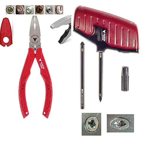 VAMPLIERS 2-Piece Stripped Screw Removal Tool Set: 6.25" Multipurpose Screw Removal Pliers + Recessed Screw Extractor. Remove any Rusted/Damaged/Broken or Sunken Screws. Made in Japan. Cover
