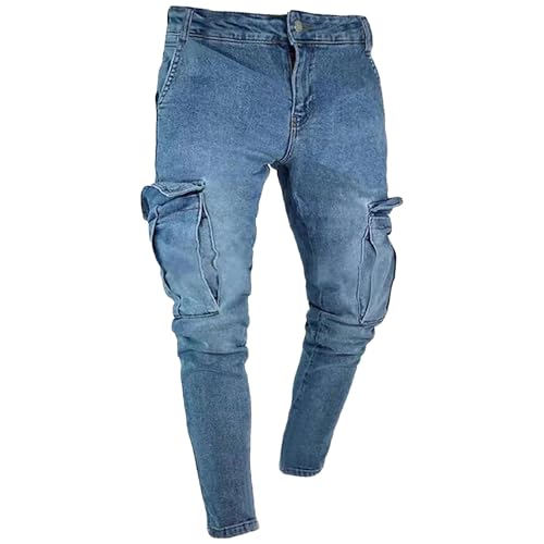JEShifangjiusu Men's Slim Fit Stretch Jeans Distressed Destroyed Slim Fit Denim Pants Skinny Ripped Skinny Jeans for Men
