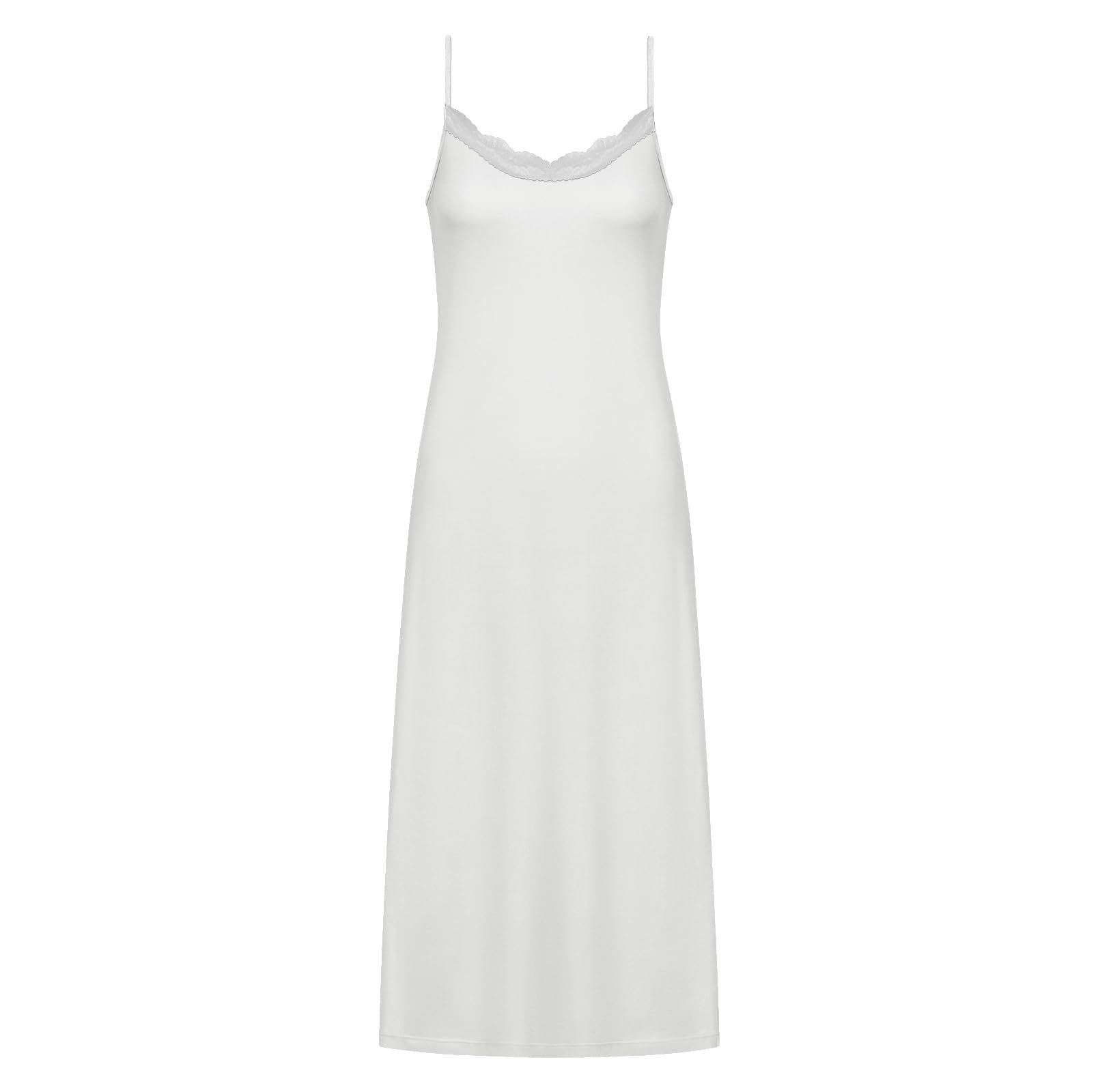 BestSale247 Sous-robe sexy pour femme avec dentelle – en tissu de bambou doux, avec bretelles réglables, sous-vêtement de nuit