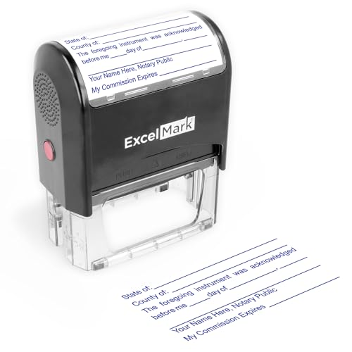 ExcelMark Notary Acknowledgement Stamp - Blue Ink