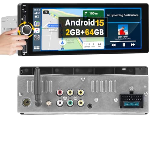2+64GB Android 1 DIN Radio para Coche Wireless Carplay Android Auto, 6,9 Pulgadas Táctil Radio Pantalla Coche GPS Autoradio con Bluetooth FM RDS Cámara Trasera