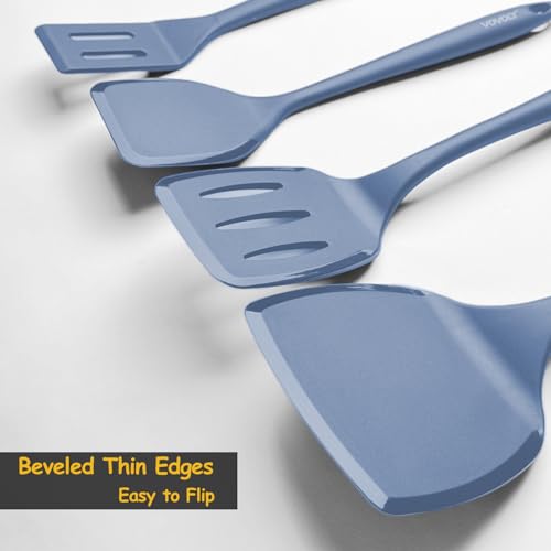 Image of Silicone Spatula Set, 600F Heat Resistant Silicone Spatula Turner Flipper for Cooking, Non Stick and Non Scratch Kitchen Utensils for Eggs & Pancakes, 4 Pack,Starry Blue