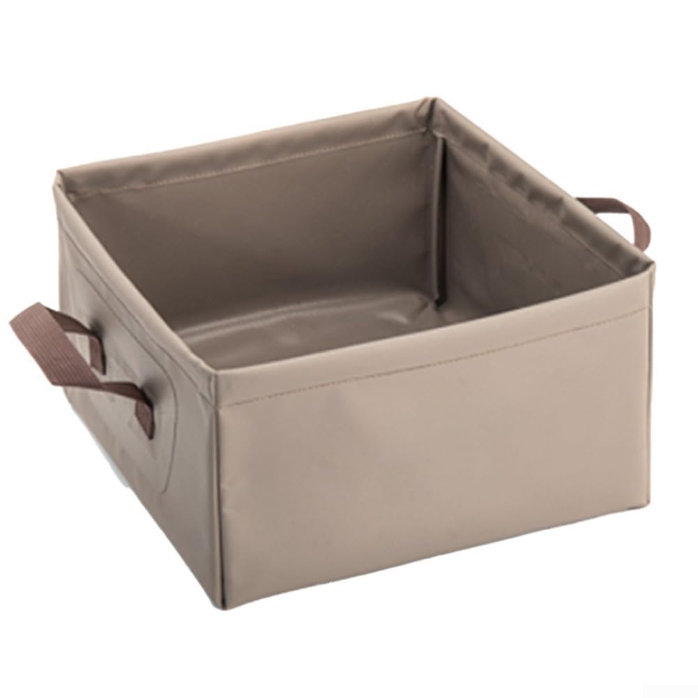HaloModora 13L Collapsible Water Bucket, 3-Layer PVC Foldable Basin with Padded Handles for Camping, Hiking and Fishing(Coffee)