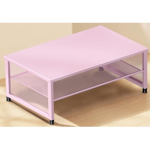 Image of ECOLOVI 2-Tier Computer Monitor Stand Riser, Printer & Laptop Stand, Office Desk Accessories, Workspace Desk Organizer for Home Office Supplies, Pink