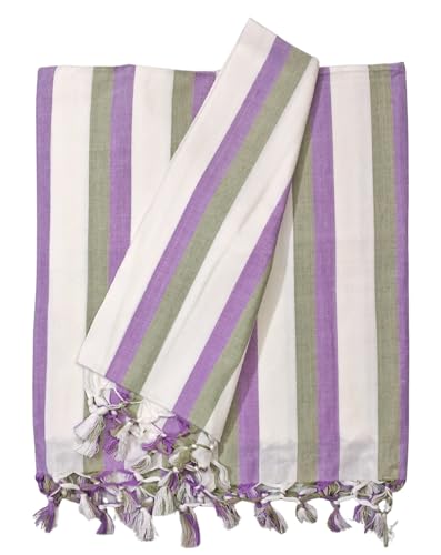 Image of Arvore Bunkaar Pure Handloom 100% Soft Desi Bamboo Viscose Soft Bhagalpuri Andi Chadar /Summer Blanket /Khes /Top Sheet /AC Blanket /Odhne wali Chadar (Multi Color a, Striped, 1, Bhagalpuri Chadar)