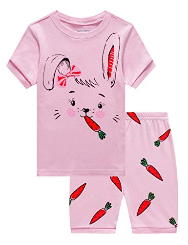 Family Feeling Toddler Girls Rabbit Easter Short Pajamas Cotton Pink bunny Summer Pjs jammies Infant Kids Size 18-24M