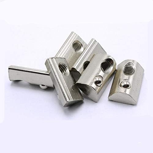 100pcs Slot Spring Ball Nuts M3 M4 M5 M6 T Spring Nuts Half Round Elasticity Nuts for 2020 Series Aluminum Profile Extrusions (Size: 20-M6)