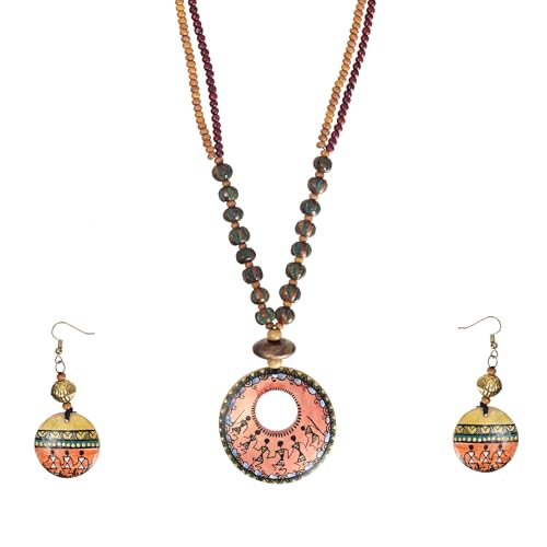 Image of AAKRITI ART CREATIONS Handcrafted Women's Jewelry Set - Elegant Ethnic Necklace and Earrings, Statement Fashion Accessories for Parties & Festivals