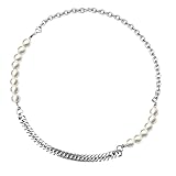 IDOKAWA Collar de perlas para hombre, collar de eslabones cubanos de acero de titanio, regalo de joyería simple para hombre, 56 cm