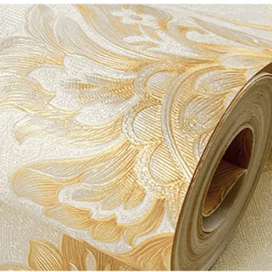 Retro Simplicity 3D Fine Embossed PVC Wallpaper European Damasks Bedroom Living Room TV Background Wall Shop Decoration Clothing Store Studio Coffee Shop Hotel 1.73'W x 32.8'L Non-Pasted (Beige) - Image 3