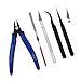 Mandala Crafts 13 PCS Plastic Model Tools Kits with Hobby Clippers, Tweezers, Files, Knife - Professional Basic Model Building Tools Set for DIY Miniatures Mecha Cars Dollhouses