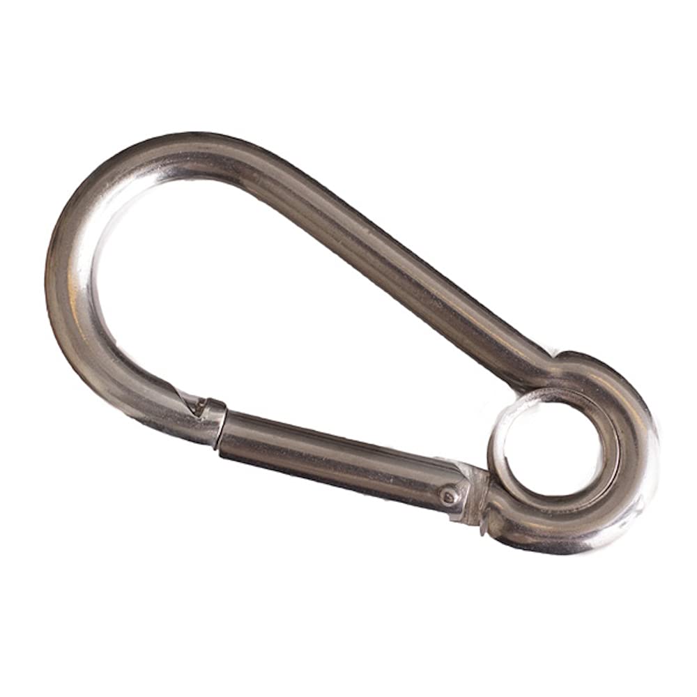 Merriway Bh05009 Spring Snap Carabiner Hook With Eye, A2 316 Marine Grade Stainless Steel M4 (5/32 Inch) 5013249400604