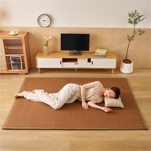 Miniatura 8 de Guoiooi Esterilla De Tatami Japonesa Tradicional De Bambú Y Ratán, Colchón Futón Japonés Enrollable, Esterilla Gigante De Espuma Viscoelástica For Meditación Y Juego Zen. Caramel,200x300cm
