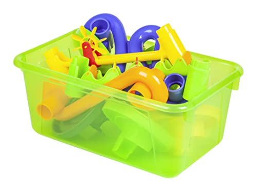 Image of Storex Small Cubby Bins - Plastic Storage Containers for Classroom, 12.2 x 7.8 x 5.1 inches, Candy Green, 5-Pack (62477A05C)