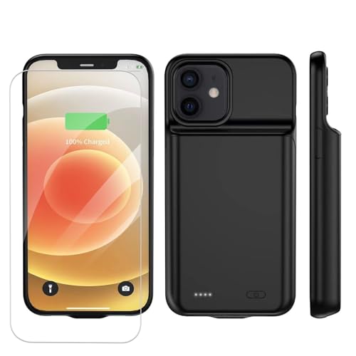 YISHDA Battery Case for iPhone 12/12 Pro Upgraded Slim 7000mAh Portable Charging Case Rechargeable (6.1 inch，Black