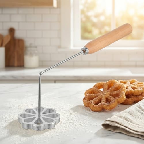Miniatura 7 de Osaladi Molde Para Buñuelos Con Asa Ergonómica, Molde De Aluminio 7.8x1.3 Cm Y Mango 26.5x9.2 Cm, Utensilio Para Hornear Resistente Y Detallado, Adecuado Para Repostería Y Cocina