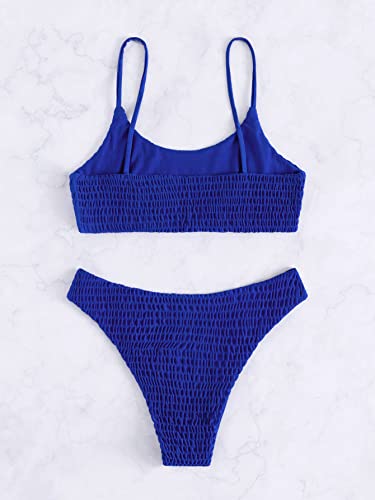 Verdusa-Womens-2-Peices-Textured-Bathing-Suit-Smocked-Wireless-Bikini-Bandeau-Top-Thong-Swimsuit