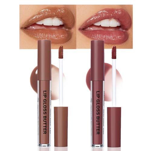 Image of Honey Butter Lip Stain Tinted Lip Gloss, Shine Moisturizing Plumper Liquid Lipstick for Women, Natural Nourishing Hydrating Lip Balm for Dry Lips, Lightweight Lip Liner Care Makeup,Vegan #12+#8