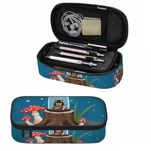 Image of Mushrooms Pencil Bag Cockroach Glass Jar Raining Green Grass Big Capacity Pencil Case Pencil Pouch Pen Bag School Students Boy Girl